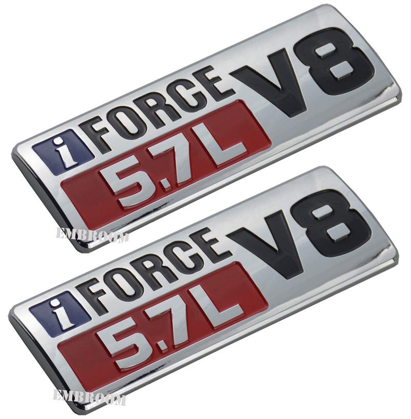 EmbRoom 2pcs IFORCE 5.7L V8 Badge Side Emblem, 3D Door Badge NamePlate Decals Stickers Replacement for IFORCE (Chrome Red) - Image 1
